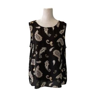 LOFT Outlet large petite blouse sleeveless paisley brown